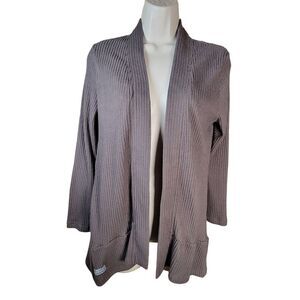 Simply Southern Womens Size Medium Taupe Brown Gather‎ Ruffle Cardigan